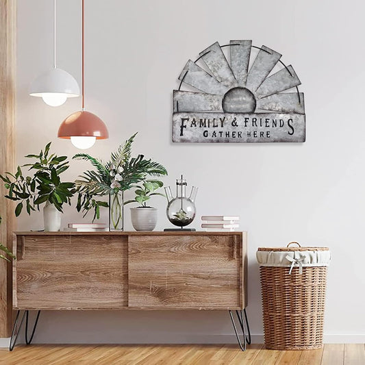 Fleecy day Metal Half Windmill Decor, Rustic Farmhouse Wall Art Decor, Metal Art Wall Decor for Living Home Bedroom Dark Kitchen