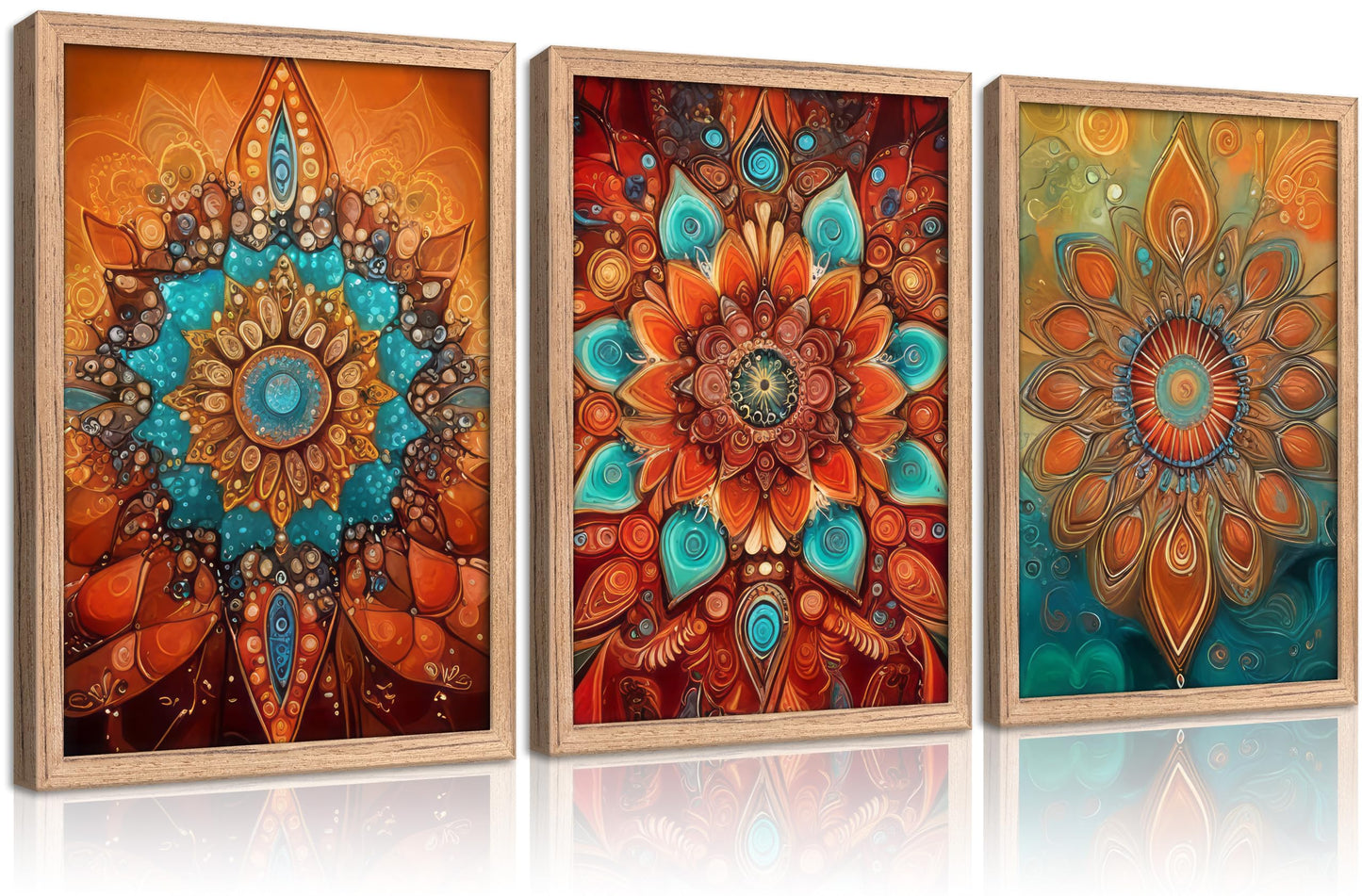 3 Pieces Geometric Abstract Canvas Wall Art Colorful Floral Painting Picture Wall Decor Mid Century Modern Poster Print Artwork for Living Room Bedroom Office Home Decoration