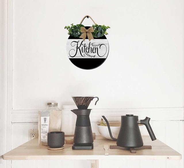 Kitchen Farmhouse Rustic Round Wooden Wreath Hanging Sign - Kitchen Decor