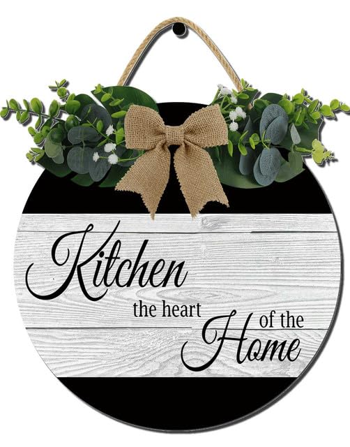 Kitchen Farmhouse Rustic Round Wooden Wreath Hanging Sign - Kitchen Decor