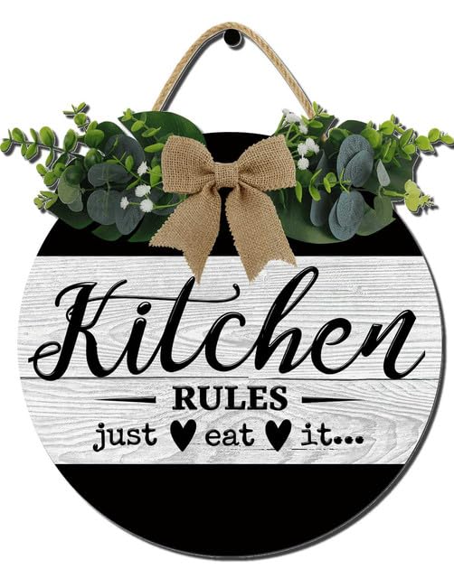 Kitchen Farmhouse Rustic Round Wooden Wreath Hanging Sign - Kitchen Decor