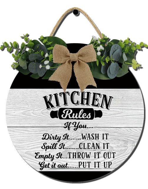 Kitchen Farmhouse Rustic Round Wooden Wreath Hanging Sign - Kitchen Decor