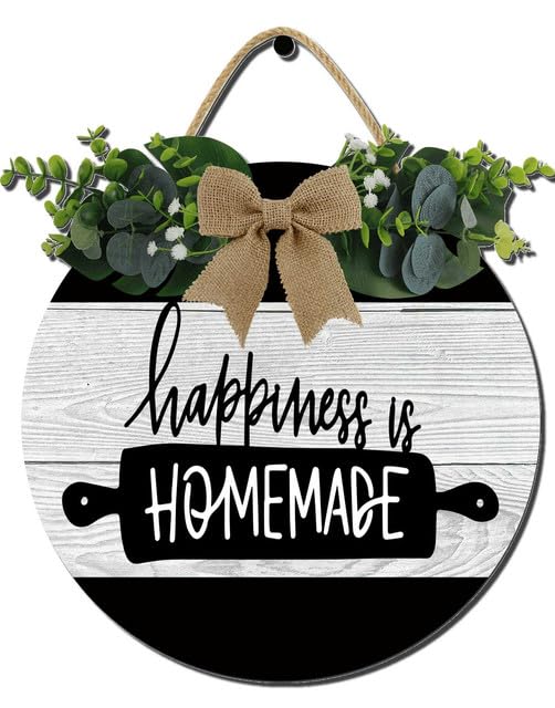 Kitchen Farmhouse Rustic Round Wooden Wreath Hanging Sign - Kitchen Decor