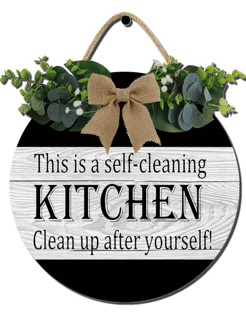 Kitchen Farmhouse Rustic Round Wooden Wreath Hanging Sign - Kitchen Decor