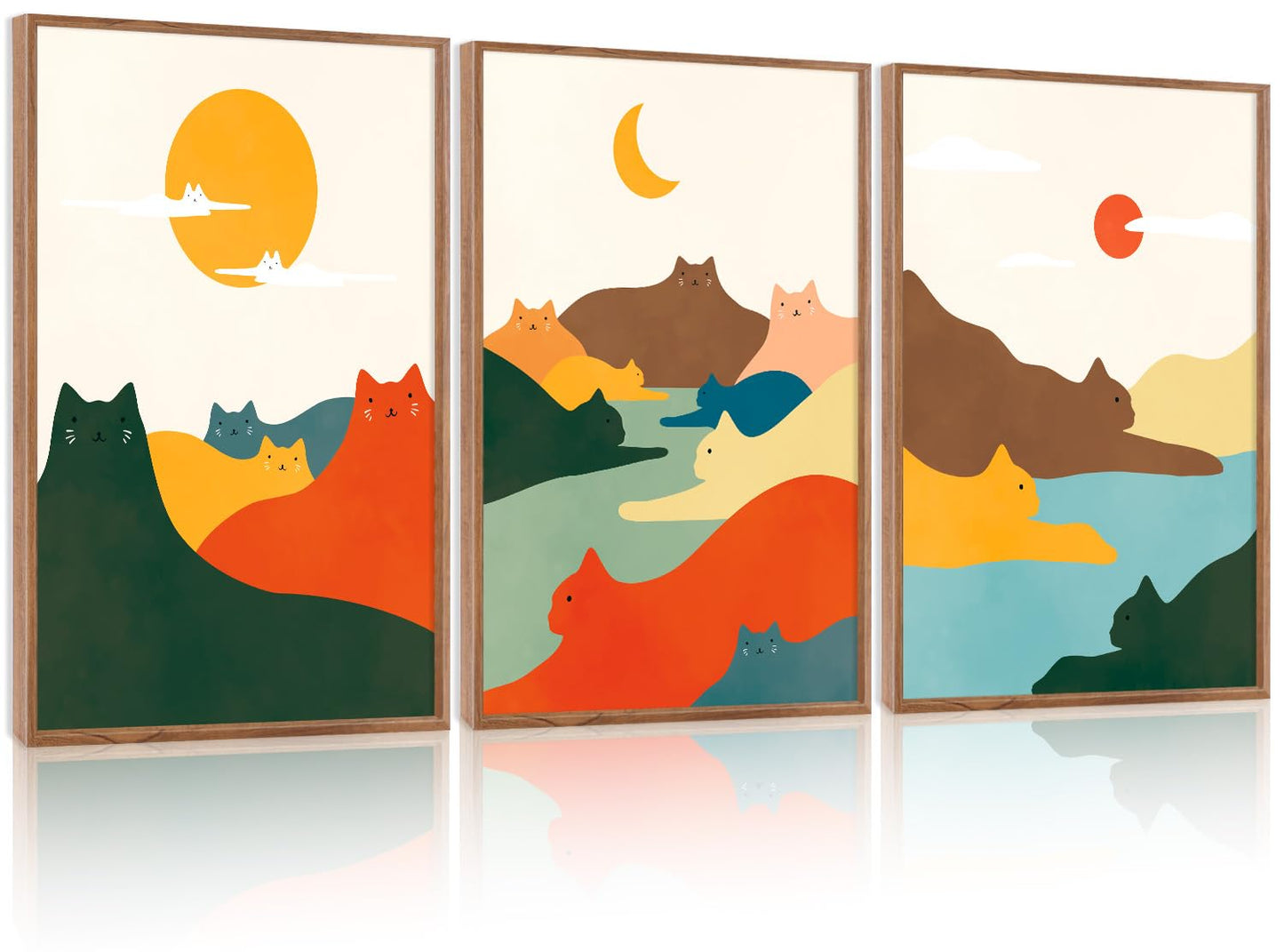 CHDITB Abstract Minimalist Framed Canvas Wall Art Set Of 3, Modern Mid Century Wall Decor, Geometric Line Textured Inspired Artwork, Neutral Art Print For Living Room Office Bedroom Decor (12X16 Inch)