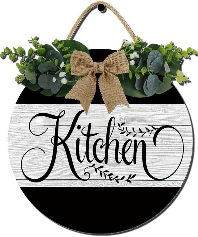 Kitchen Farmhouse Rustic Round Wooden Wreath Hanging Sign - Kitchen Decor
