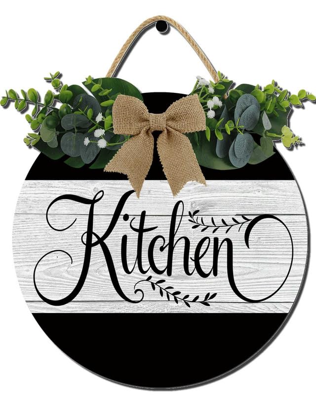 Kitchen Farmhouse Rustic Round Wooden Wreath Hanging Sign - Kitchen Decor