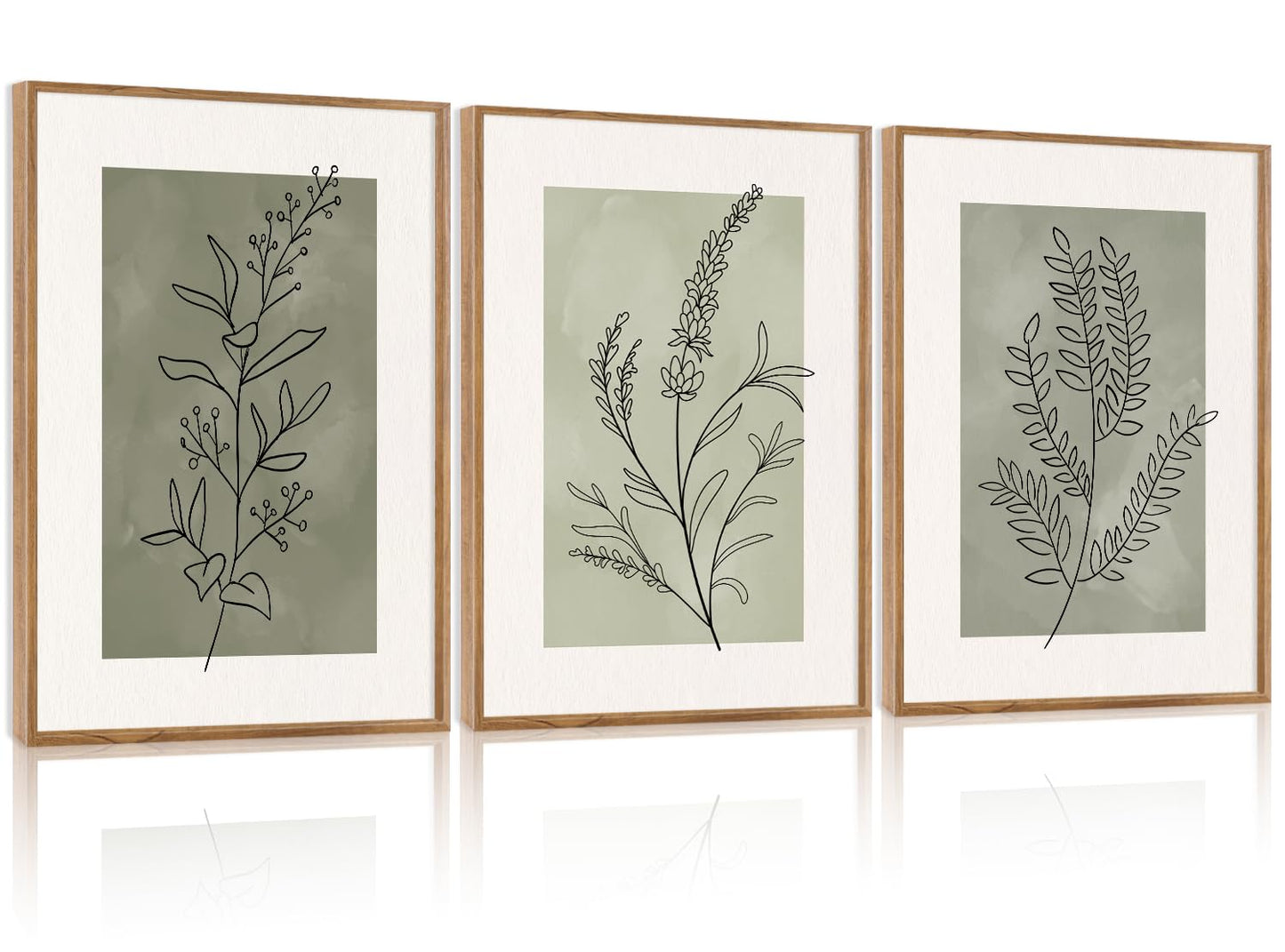 CHDITB Abstract Minimalist Framed Canvas Wall Art Set Of 3, Modern Mid Century Wall Decor, Geometric Line Textured Inspired Artwork, Neutral Art Print For Living Room Office Bedroom Decor (12X16 Inch)