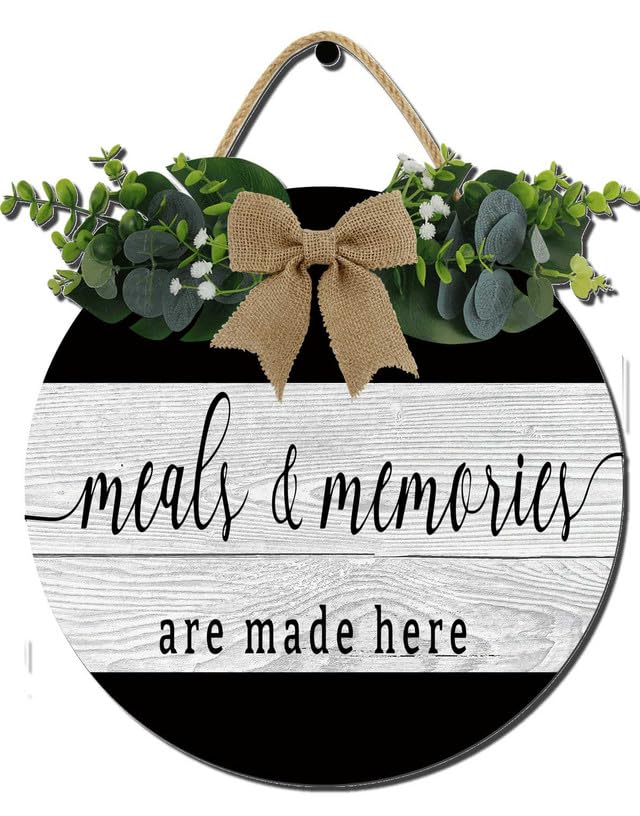 Kitchen Farmhouse Rustic Round Wooden Wreath Hanging Sign - Kitchen Decor