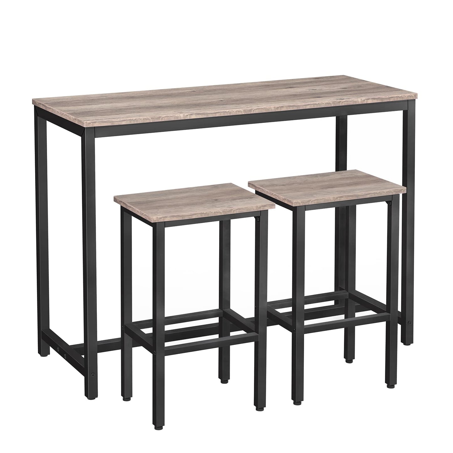 HOOBRO Bar Table and Chairs Set, 47.2” Rectangular Pub Table with 2 Stools for Small Space, High Top Table, 3-Piece Breakfast stools Set, Sturdy Metal Frame, Easy to Assemble, Rustic Brown BF52BT01