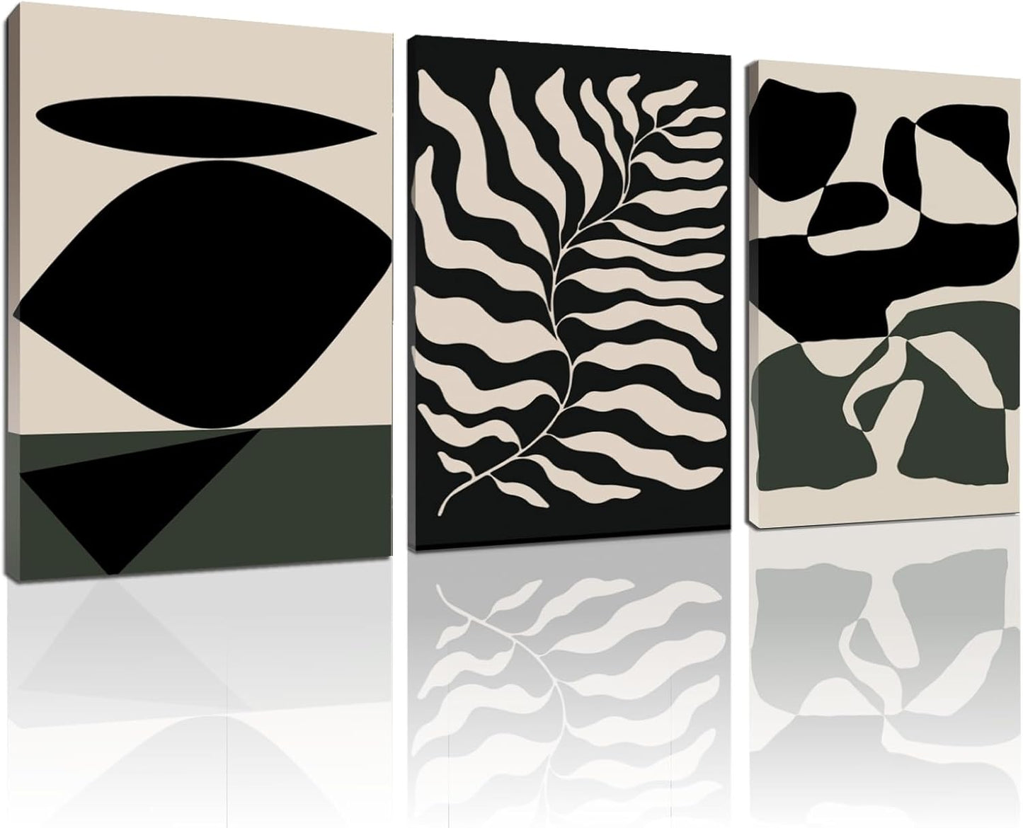 Wivsev Boho Abstract Wall Art,Minimalist Wall Art,Black Neutral Flower Botanical Wall Decor for Bedroom,Livingroom,Office (16" x 24" x 3 pcs)