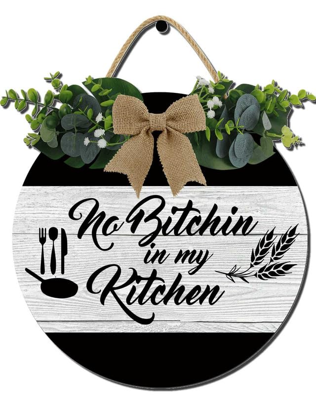 Kitchen Farmhouse Rustic Round Wooden Wreath Hanging Sign - Kitchen Decor