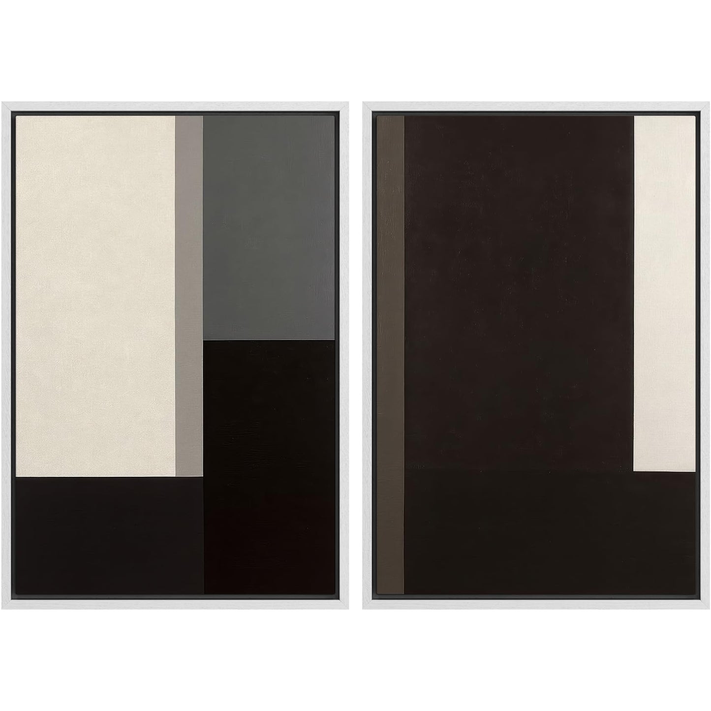 SIGNWIN Framed Canvas Print Wall Art Set Geometric Mid-Century Spiral Collage Abstract Shapes Cozy Neutral Minimal Decorative Nordic Zen Bohemian for Living Room, Bedroom, Office - 16"x24"x2 Black