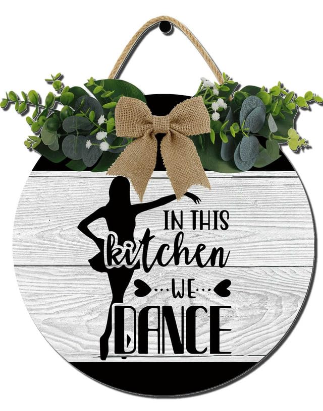 Kitchen Farmhouse Rustic Round Wooden Wreath Hanging Sign - Kitchen Decor