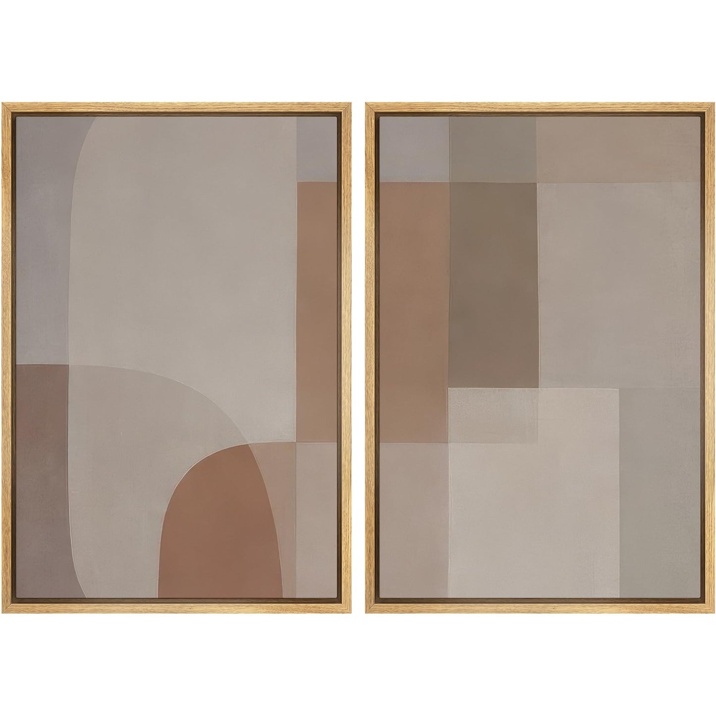 SIGNWIN Framed Canvas Print Wall Art Set Geometric Mid-Century Spiral Collage Abstract Shapes Cozy Neutral Minimal Decorative Nordic Zen Bohemian for Living Room, Bedroom, Office - 16"x24"x2 Black
