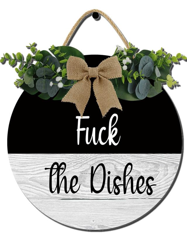 Kitchen Farmhouse Rustic Round Wooden Wreath Hanging Sign - Kitchen Decor