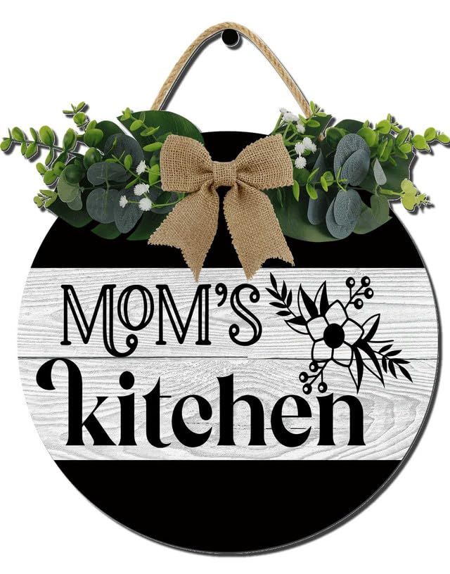 Kitchen Farmhouse Rustic Round Wooden Wreath Hanging Sign - Kitchen Decor