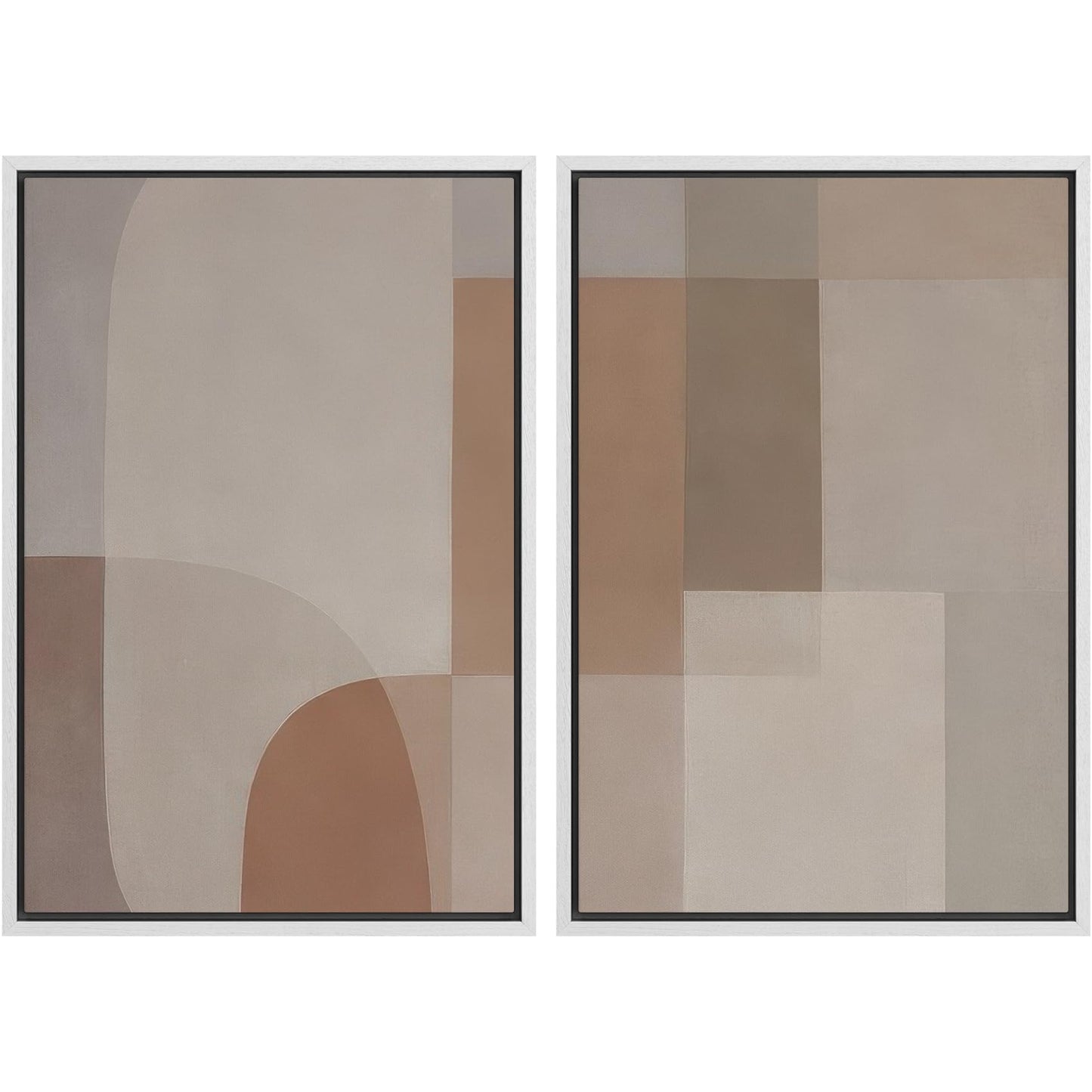 SIGNWIN Framed Canvas Print Wall Art Set Geometric Mid-Century Spiral Collage Abstract Shapes Cozy Neutral Minimal Decorative Nordic Zen Bohemian for Living Room, Bedroom, Office - 16"x24"x2 Black