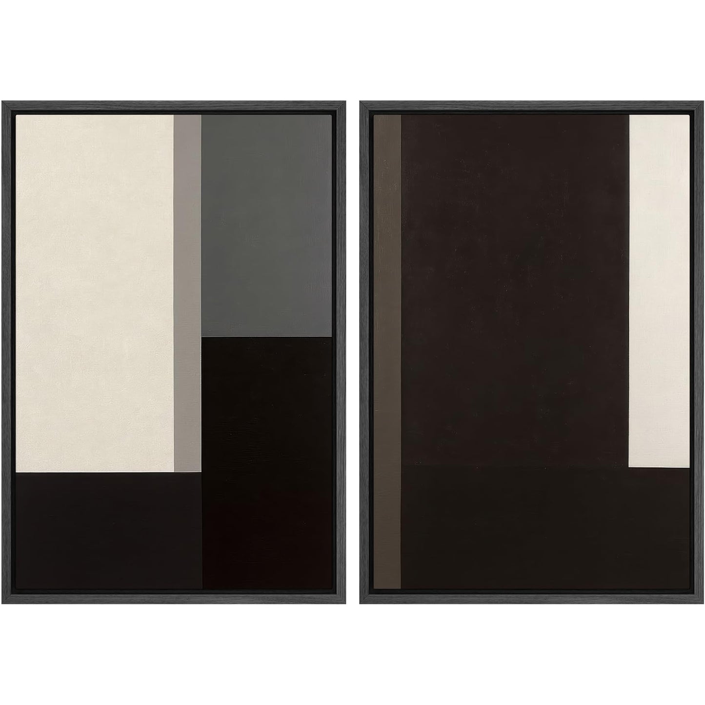 SIGNWIN Framed Canvas Print Wall Art Set Geometric Mid-Century Spiral Collage Abstract Shapes Cozy Neutral Minimal Decorative Nordic Zen Bohemian for Living Room, Bedroom, Office - 16"x24"x2 Black