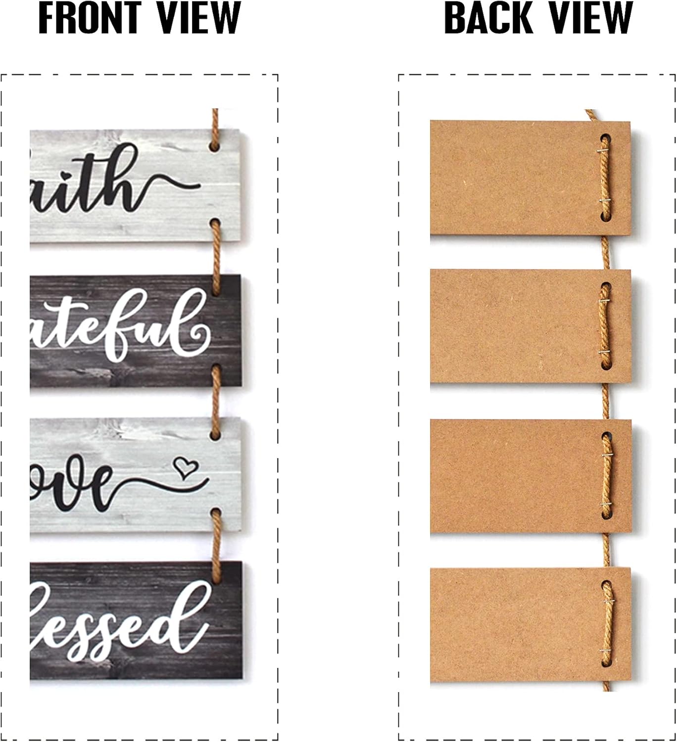 Buecasa Family Wall Decor Sign - Farmhouse Rustic Home Decoration for Living Room Bedroom - Inspirational Large Wall Hanging Plaque 6pcs 38x12 Inches