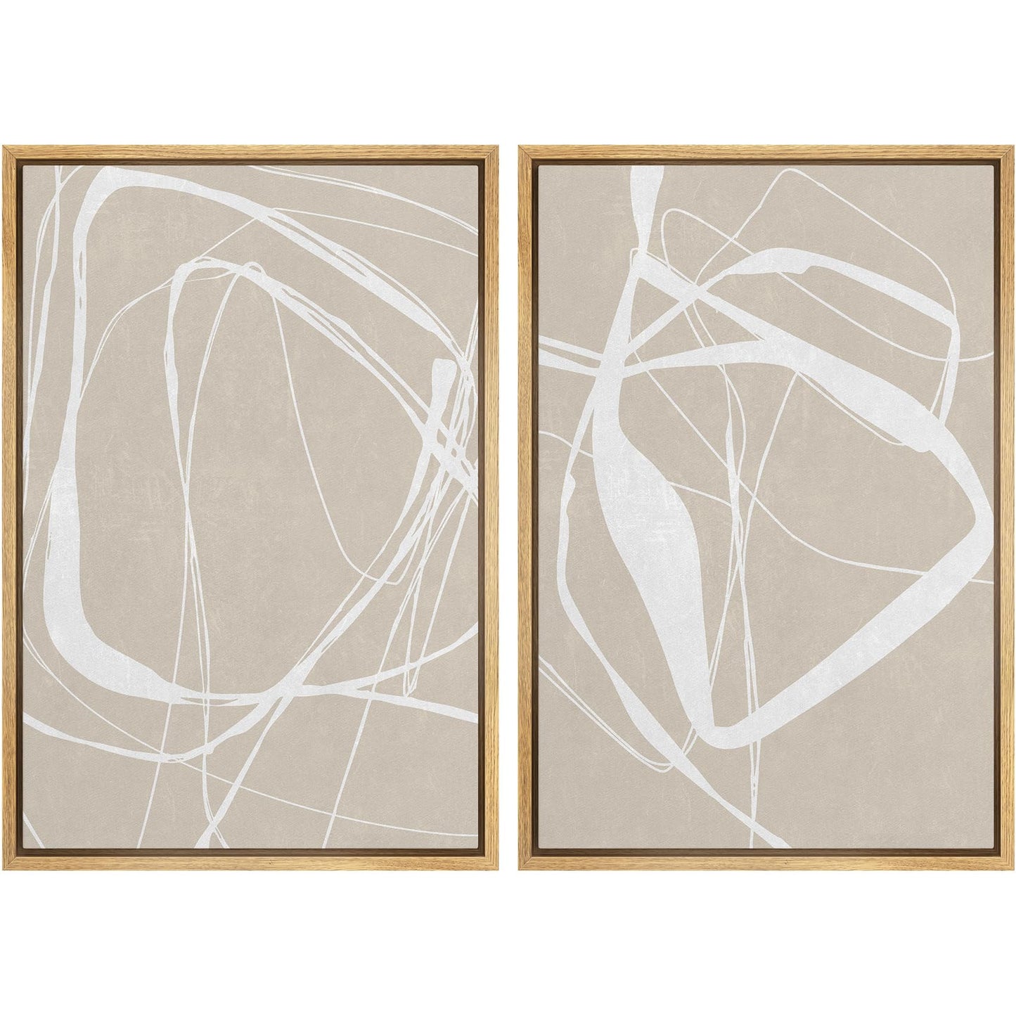 SIGNWIN Framed Canvas Print Wall Art Set Geometric Mid-Century Spiral Collage Abstract Shapes Cozy Neutral Minimal Decorative Nordic Zen Bohemian for Living Room, Bedroom, Office - 16"x24"x2 Black
