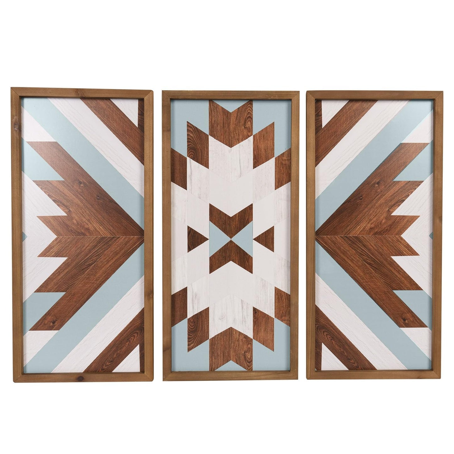 flangairy Set of 3 Aztec Wall Decor, 20.9"x 9.8" Wood Western Wall Art, Native American Tribal Southwestern Modern Boho Southwest Living Room Bedroom Kitchen Bathroom Rustic Farmhouse Home Decorations