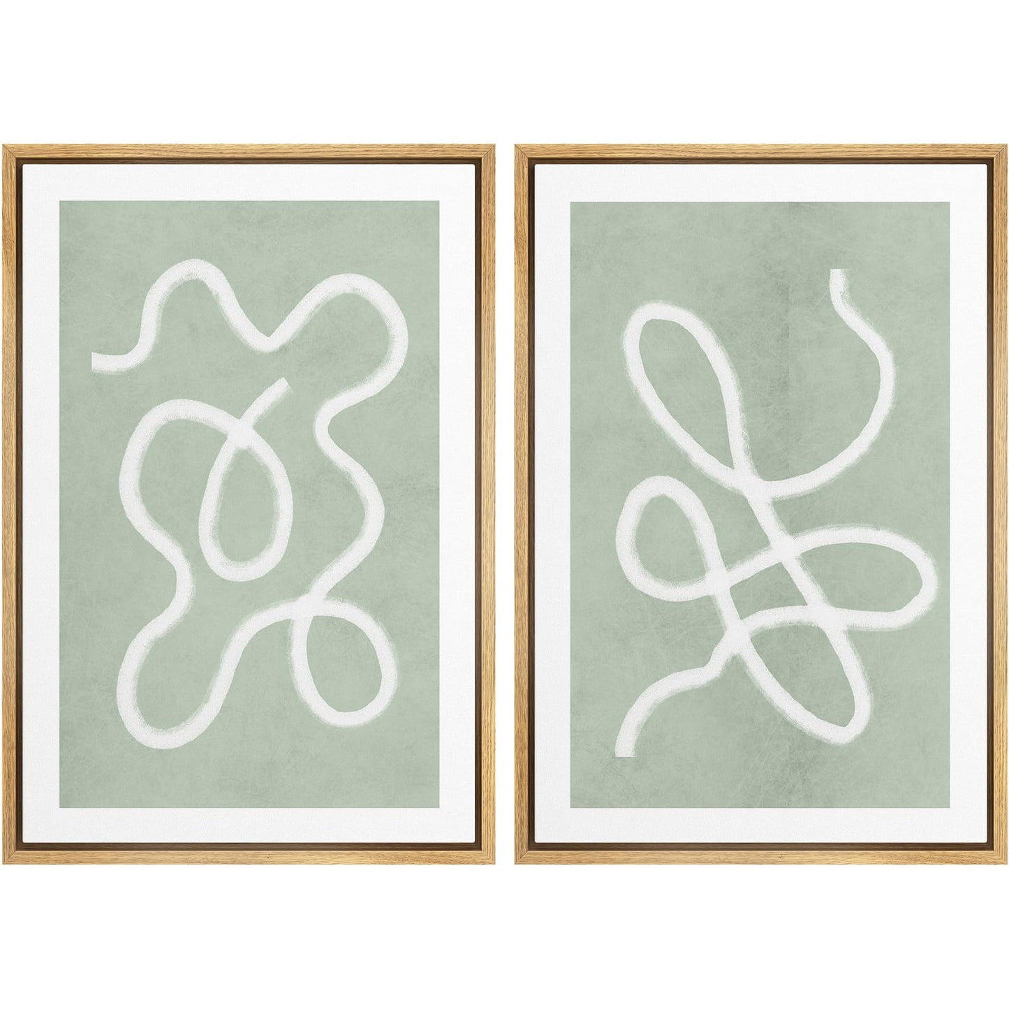 SIGNWIN Framed Canvas Print Wall Art Set Geometric Mid-Century Spiral Collage Abstract Shapes Cozy Neutral Minimal Decorative Nordic Zen Bohemian for Living Room, Bedroom, Office - 16"x24"x2 Black