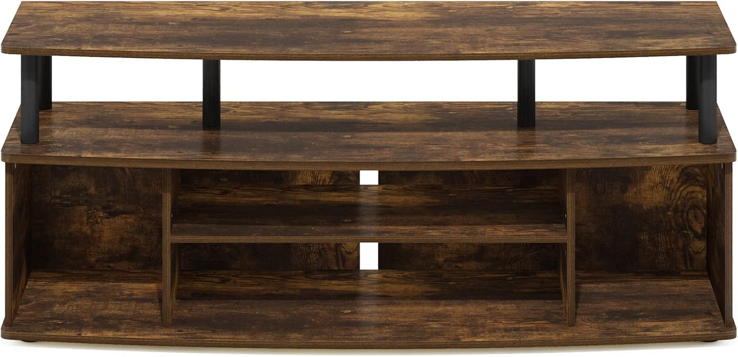 Furinno Jaya Large Entertainment Center Stand Unit/TV for up to 55 inch, Amber Pine/Black