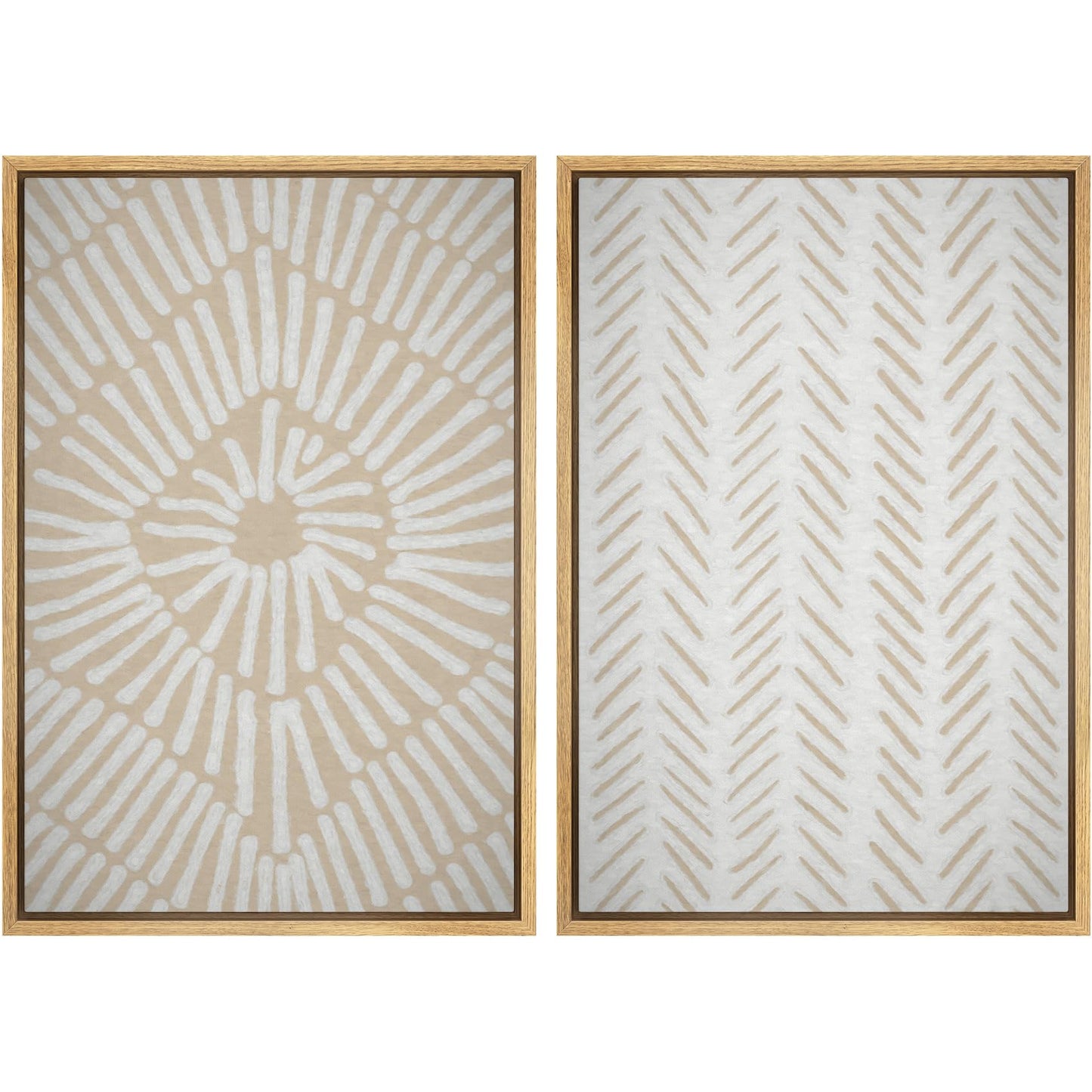 SIGNWIN Framed Canvas Print Wall Art Set Geometric Mid-Century Spiral Collage Abstract Shapes Cozy Neutral Minimal Decorative Nordic Zen Bohemian for Living Room, Bedroom, Office - 16"x24"x2 Black