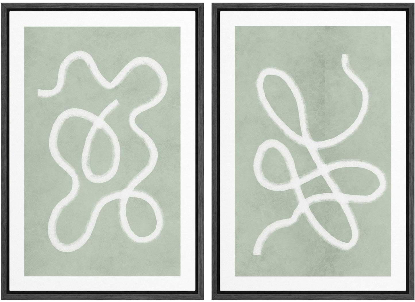 SIGNWIN Framed Canvas Print Wall Art Set Geometric Mid-Century Spiral Collage Abstract Shapes Cozy Neutral Minimal Decorative Nordic Zen Bohemian for Living Room, Bedroom, Office - 16"x24"x2 Black