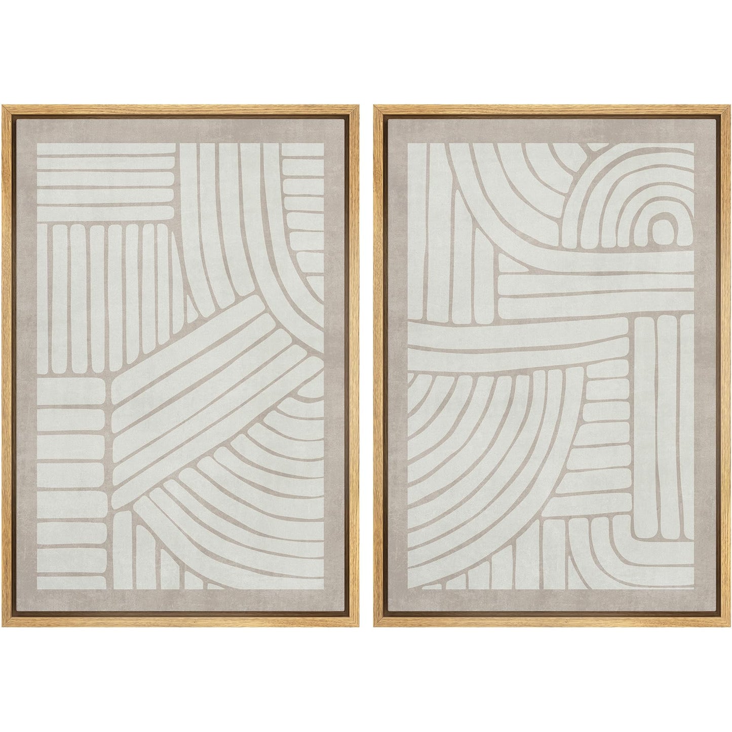 SIGNWIN Framed Canvas Print Wall Art Set Geometric Mid-Century Spiral Collage Abstract Shapes Cozy Neutral Minimal Decorative Nordic Zen Bohemian for Living Room, Bedroom, Office - 16"x24"x2 Black