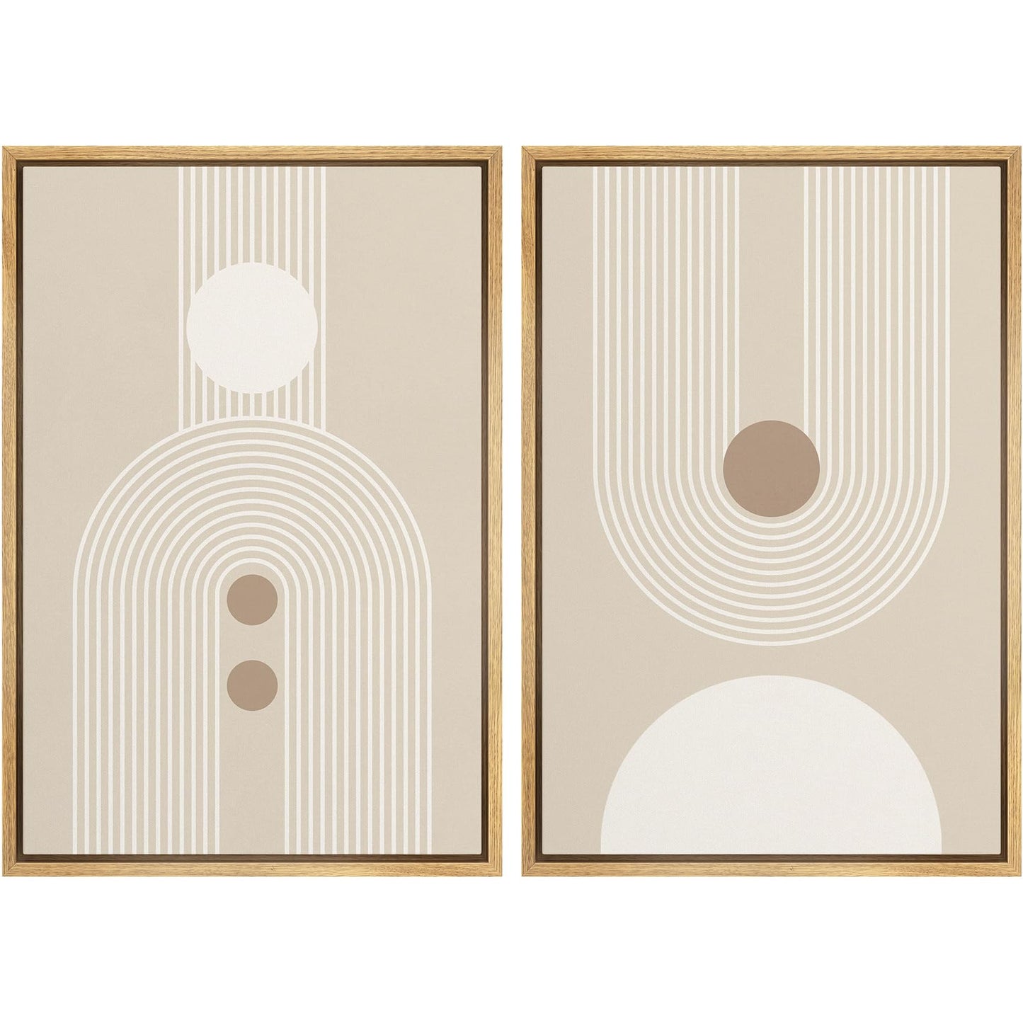 SIGNWIN Framed Canvas Print Wall Art Set Geometric Mid-Century Spiral Collage Abstract Shapes Cozy Neutral Minimal Decorative Nordic Zen Bohemian for Living Room, Bedroom, Office - 16"x24"x2 Black
