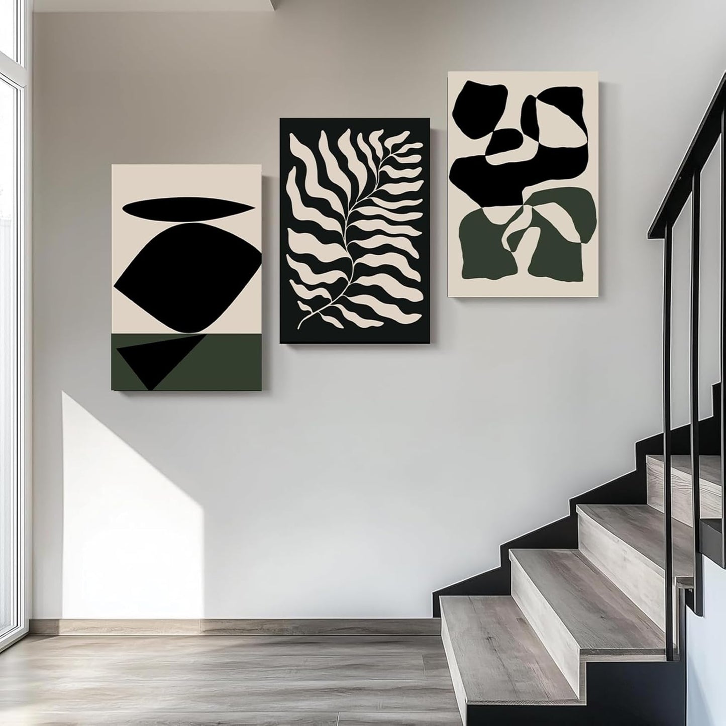 Wivsev Boho Abstract Wall Art,Minimalist Wall Art,Black Neutral Flower Botanical Wall Decor for Bedroom,Livingroom,Office (16" x 24" x 3 pcs)