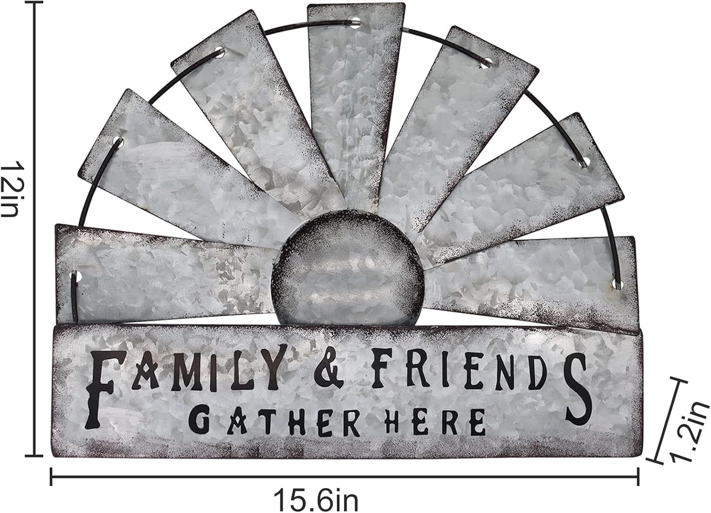 Fleecy day Metal Half Windmill Decor, Rustic Farmhouse Wall Art Decor, Metal Art Wall Decor for Living Home Bedroom Dark Kitchen