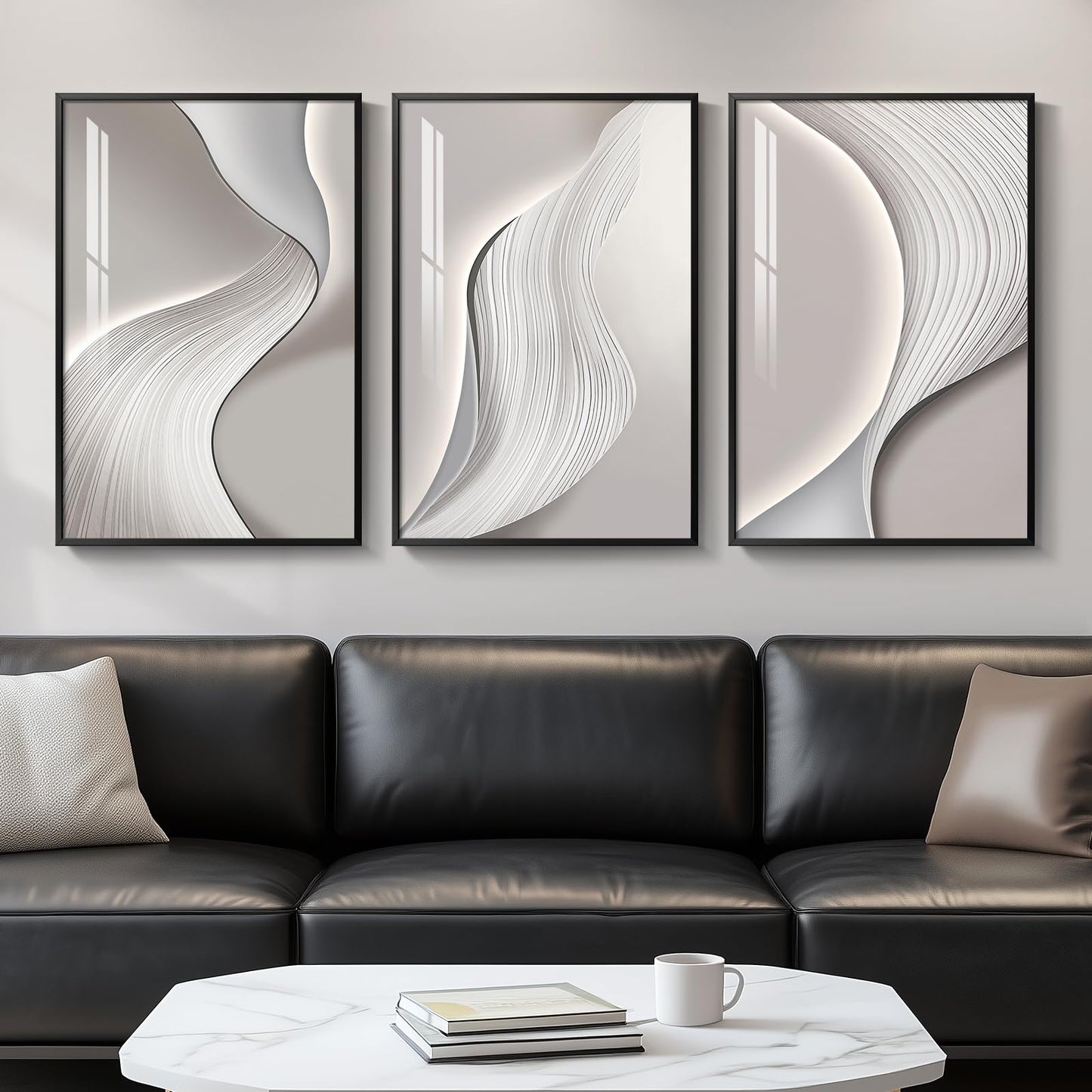 3-Piece 24×36" Gold Geometric Framed Wall Art Luxury Modern Decor for Living Room Office