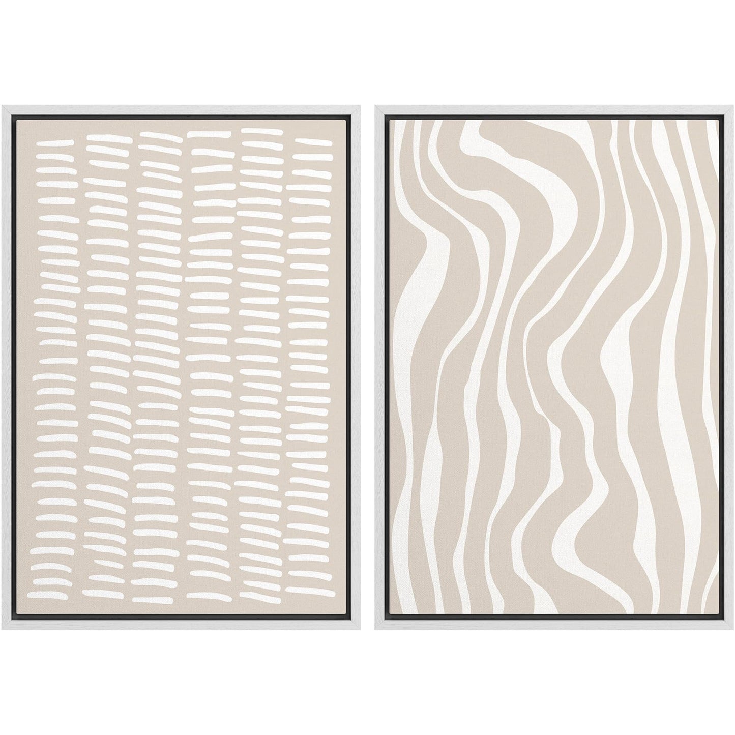 SIGNWIN Framed Canvas Print Wall Art Set Geometric Mid-Century Spiral Collage Abstract Shapes Cozy Neutral Minimal Decorative Nordic Zen Bohemian for Living Room, Bedroom, Office - 16"x24"x2 Black