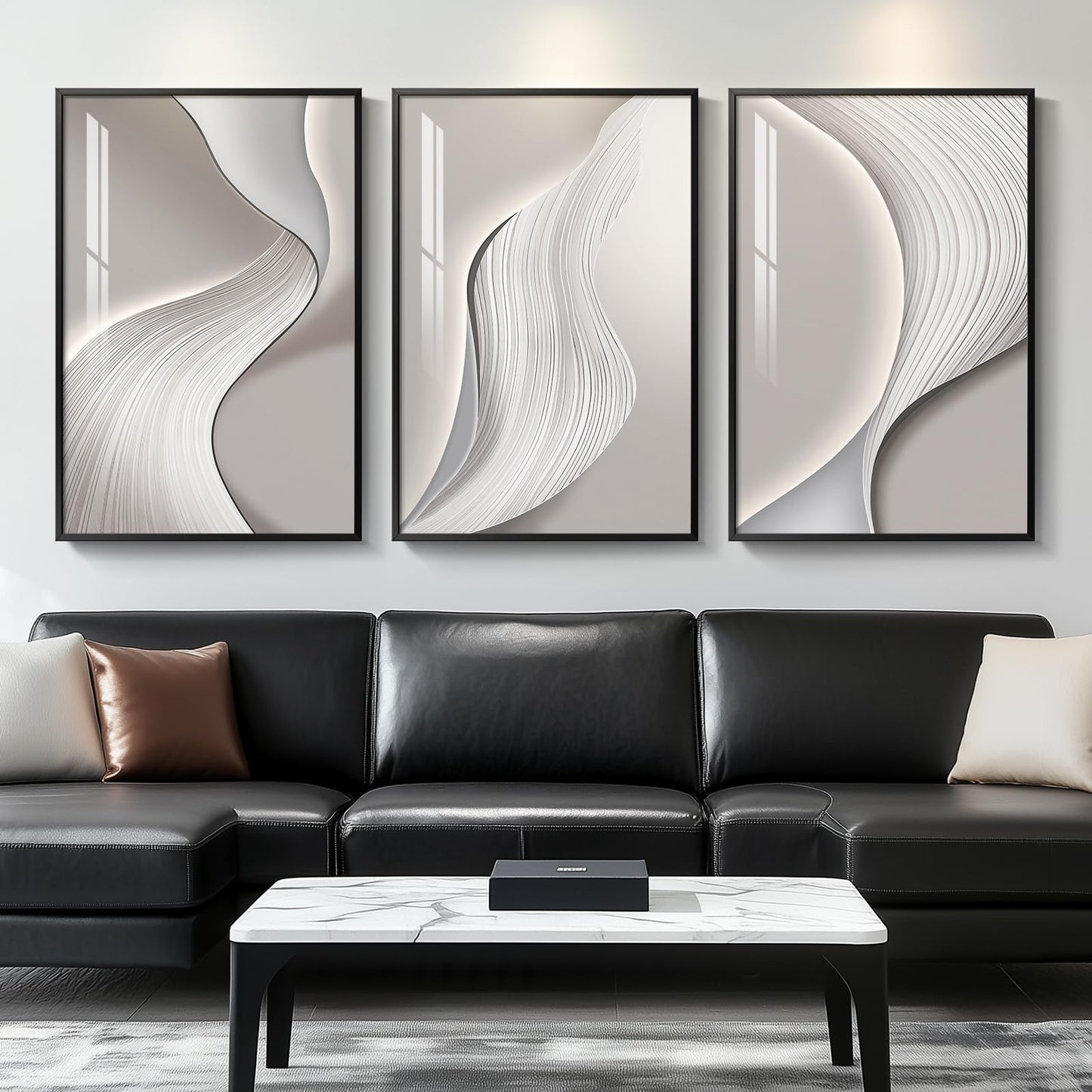 3-Piece 24×36" Gold Geometric Framed Wall Art Luxury Modern Decor for Living Room Office