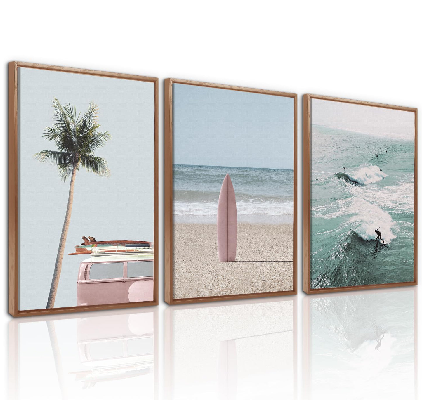 CHDITB Abstract Minimalist Framed Canvas Wall Art Set Of 3, Modern Mid Century Wall Decor, Geometric Line Textured Inspired Artwork, Neutral Art Print For Living Room Office Bedroom Decor (12X16 Inch)