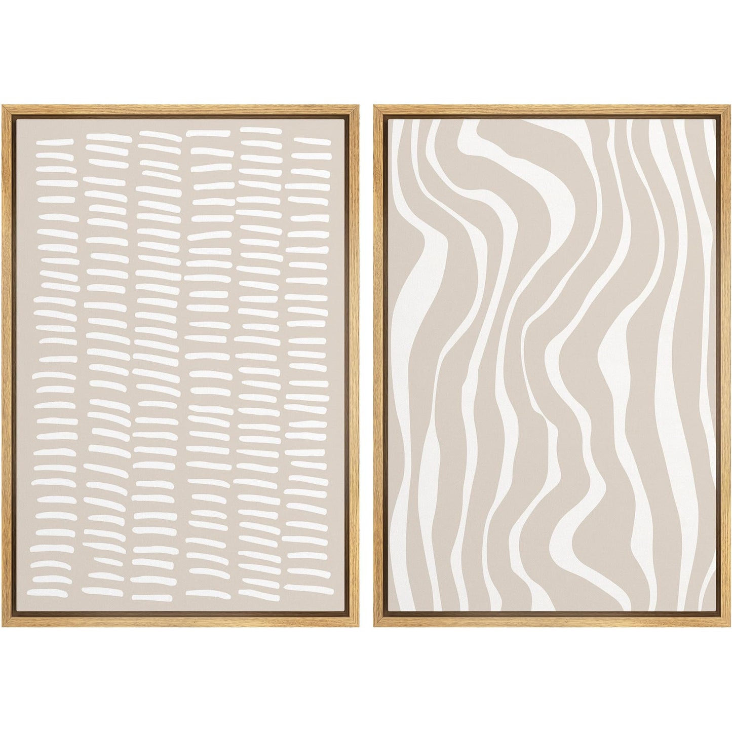 SIGNWIN Framed Canvas Print Wall Art Set Geometric Mid-Century Spiral Collage Abstract Shapes Cozy Neutral Minimal Decorative Nordic Zen Bohemian for Living Room, Bedroom, Office - 16"x24"x2 Black