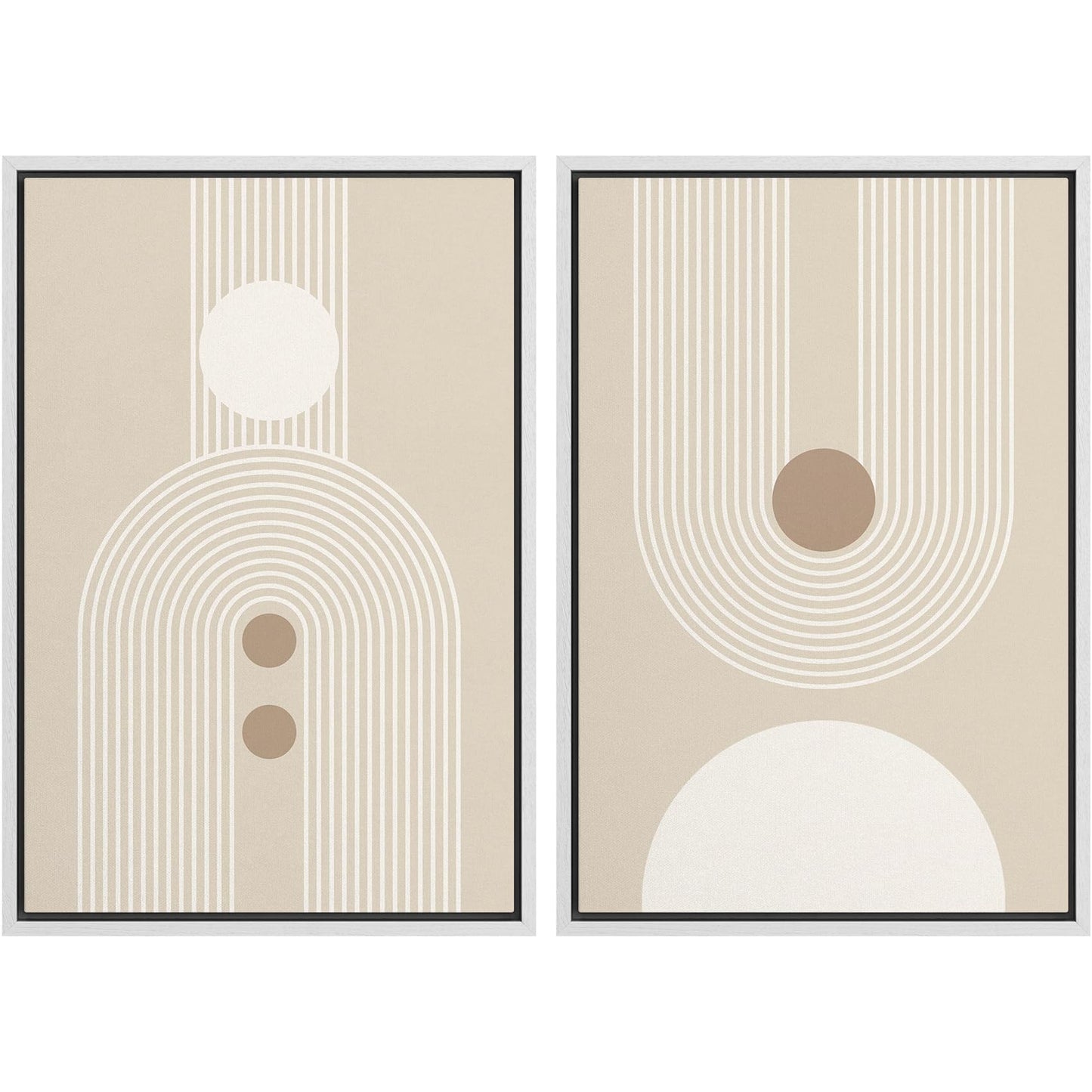 SIGNWIN Framed Canvas Print Wall Art Set Geometric Mid-Century Spiral Collage Abstract Shapes Cozy Neutral Minimal Decorative Nordic Zen Bohemian for Living Room, Bedroom, Office - 16"x24"x2 Black