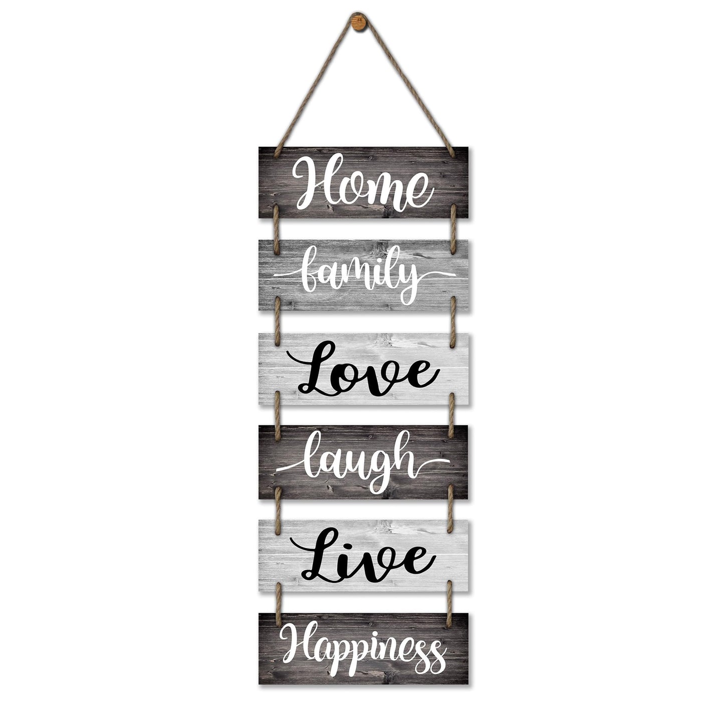 Buecasa Family Wall Decor Sign - Farmhouse Rustic Home Decoration for Living Room Bedroom - Inspirational Large Wall Hanging Plaque 6pcs 38x12 Inches