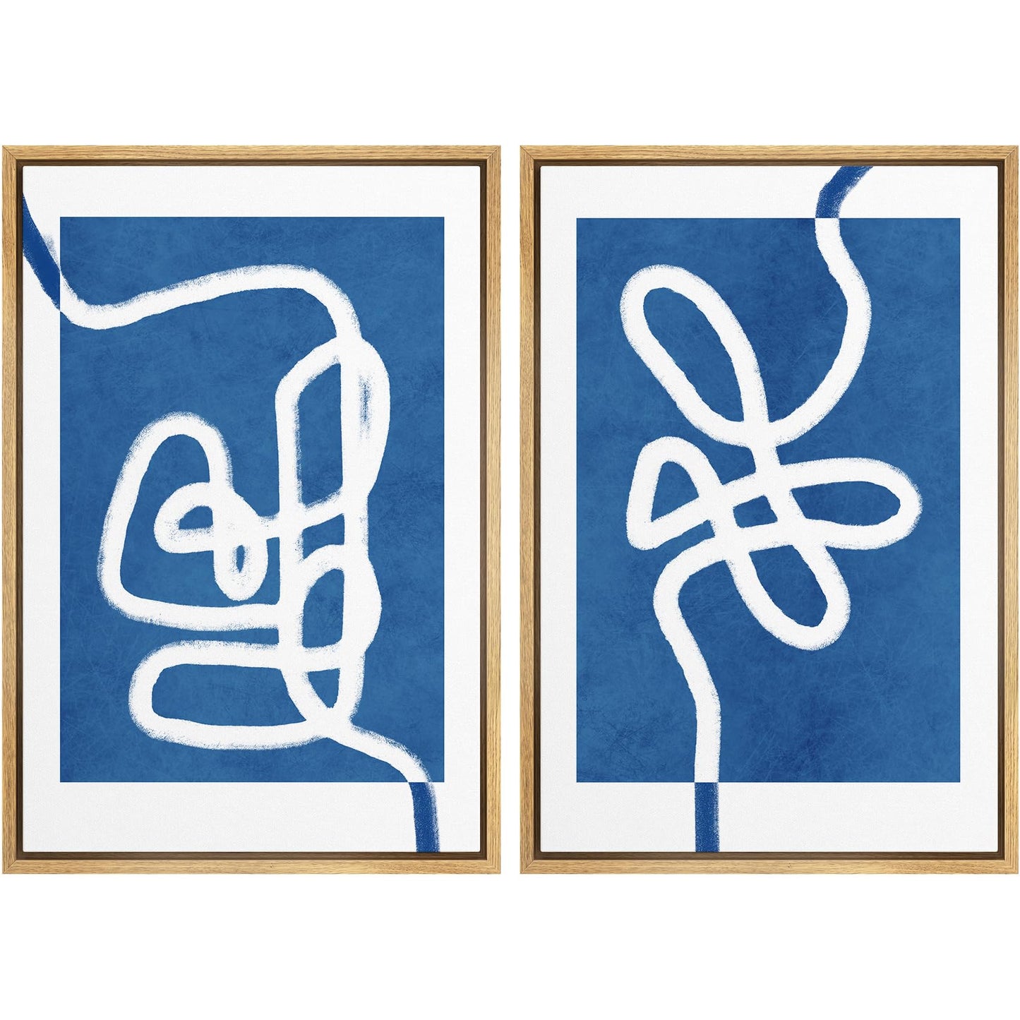 SIGNWIN Framed Canvas Print Wall Art Set Geometric Mid-Century Spiral Collage Abstract Shapes Cozy Neutral Minimal Decorative Nordic Zen Bohemian for Living Room, Bedroom, Office - 16"x24"x2 Black