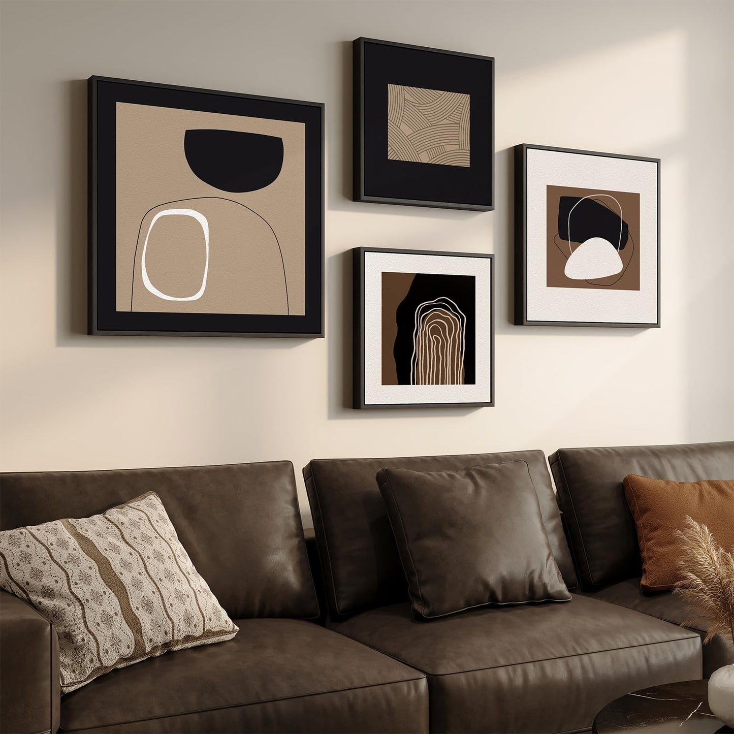 Framed Boho Black and White Abstract Wall Art, Set of 6 Modern Canvas Prints Paintings Artwork for Walls, Minimalist Geometric Pictures for Living Room Bedroom Office Bathroom Wall Decor 11x14 Inch
