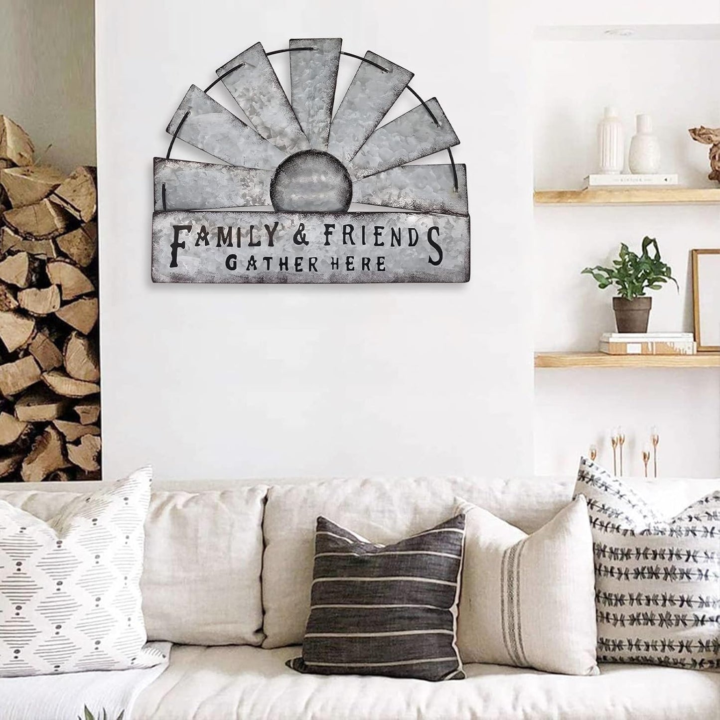 Fleecy day Metal Half Windmill Decor, Rustic Farmhouse Wall Art Decor, Metal Art Wall Decor for Living Home Bedroom Dark Kitchen