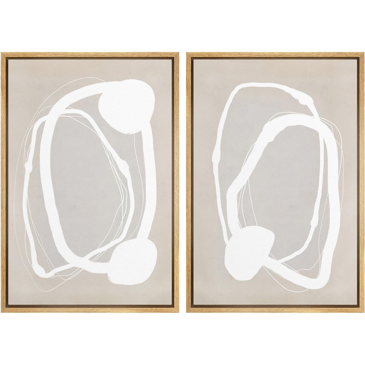 SIGNWIN Framed Canvas Print Wall Art Set Geometric Mid-Century Spiral Collage Abstract Shapes Cozy Neutral Minimal Decorative Nordic Zen Bohemian for Living Room, Bedroom, Office - 16"x24"x2 Black