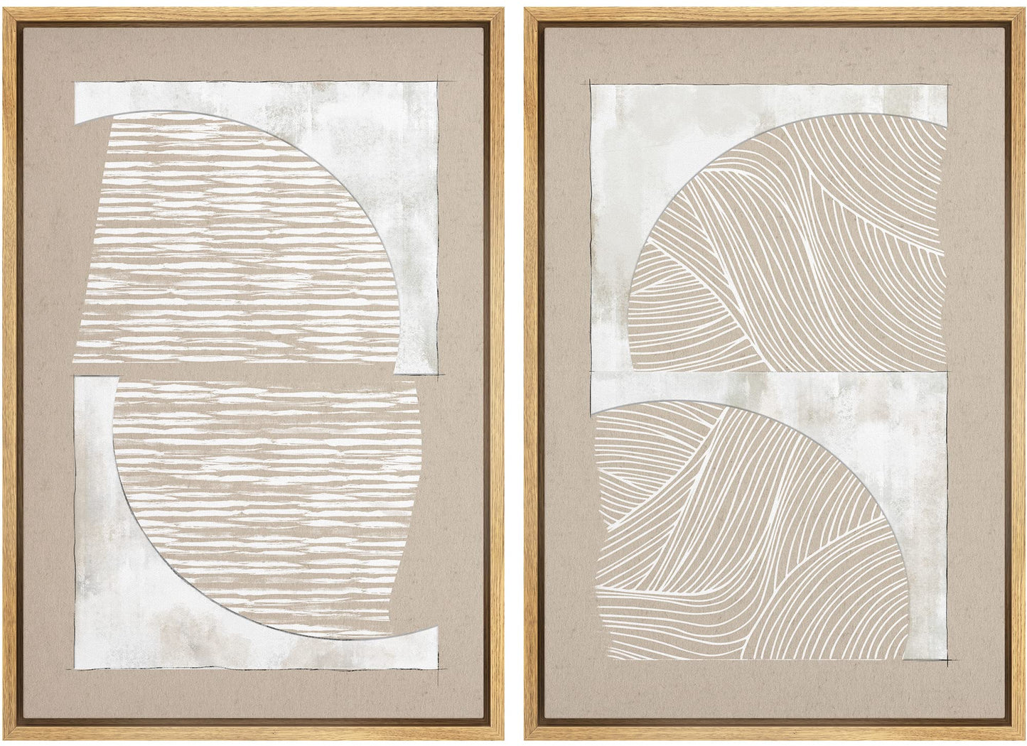 SIGNWIN Framed Canvas Print Wall Art Set Geometric Mid-Century Spiral Collage Abstract Shapes Cozy Neutral Minimal Decorative Nordic Zen Bohemian for Living Room, Bedroom, Office - 16"x24"x2 Black