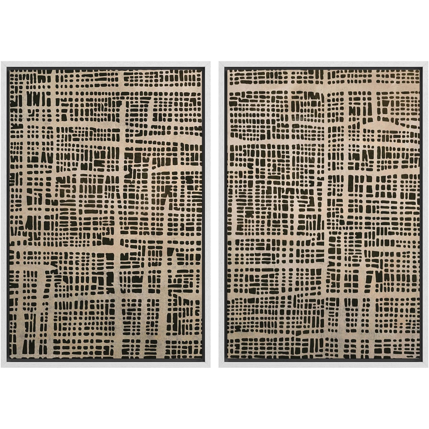SIGNWIN Framed Canvas Print Wall Art Set Geometric Mid-Century Spiral Collage Abstract Shapes Cozy Neutral Minimal Decorative Nordic Zen Bohemian for Living Room, Bedroom, Office - 16"x24"x2 Black