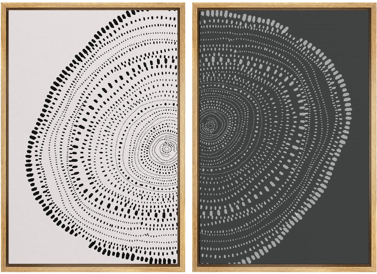 SIGNWIN Framed Canvas Print Wall Art Set Geometric Mid-Century Spiral Collage Abstract Shapes Cozy Neutral Minimal Decorative Nordic Zen Bohemian for Living Room, Bedroom, Office - 16"x24"x2 Black