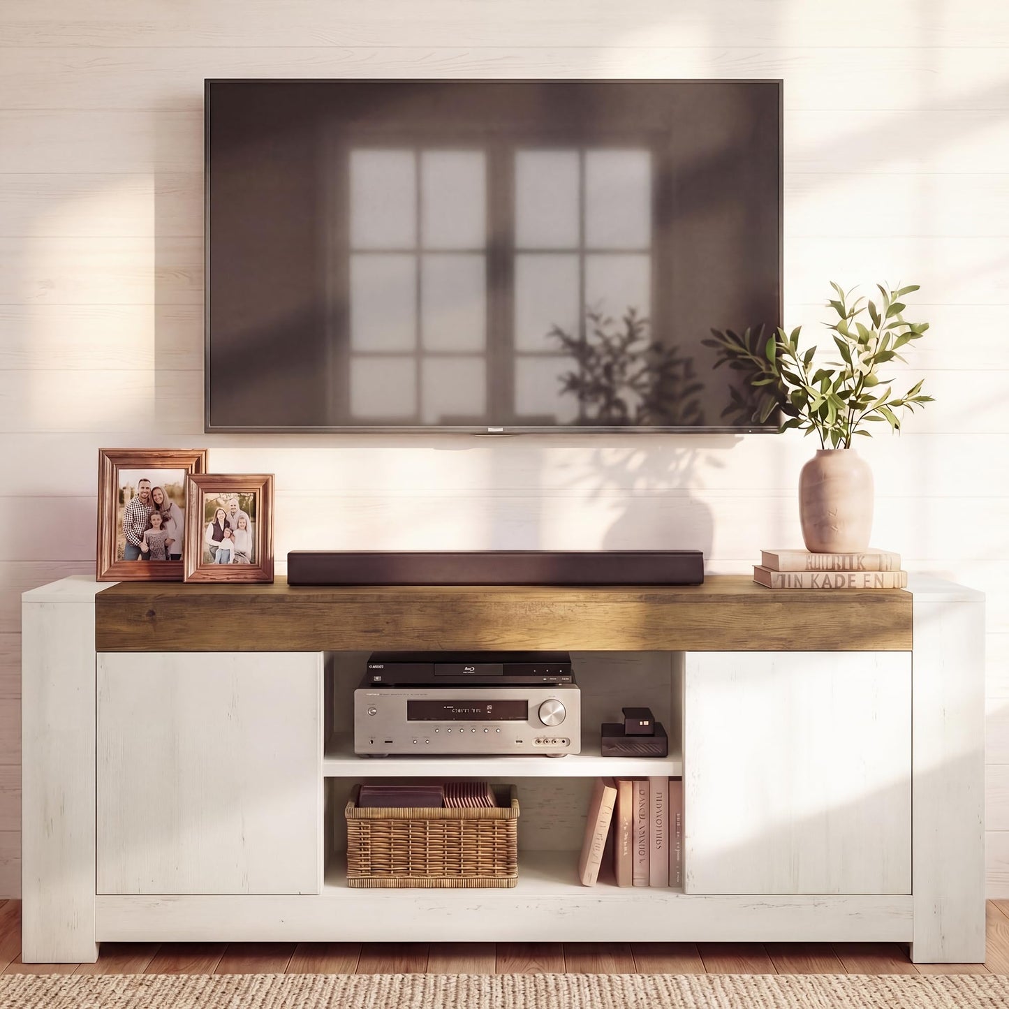 VASAGLE TV Stand, Farmhouse Entertainment Center with Storage Cabinets, Media Console Table for Living Room, Bedroom, for 65 Inch TV, 58 x 15.7 x 23.6 Inches, Honey Brown ULTV623K101S