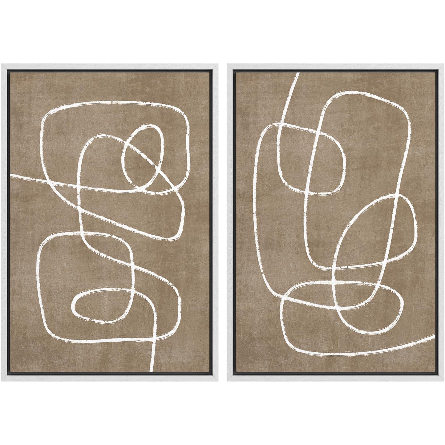 SIGNWIN Framed Canvas Print Wall Art Set Geometric Mid-Century Spiral Collage Abstract Shapes Cozy Neutral Minimal Decorative Nordic Zen Bohemian for Living Room, Bedroom, Office - 16"x24"x2 Black